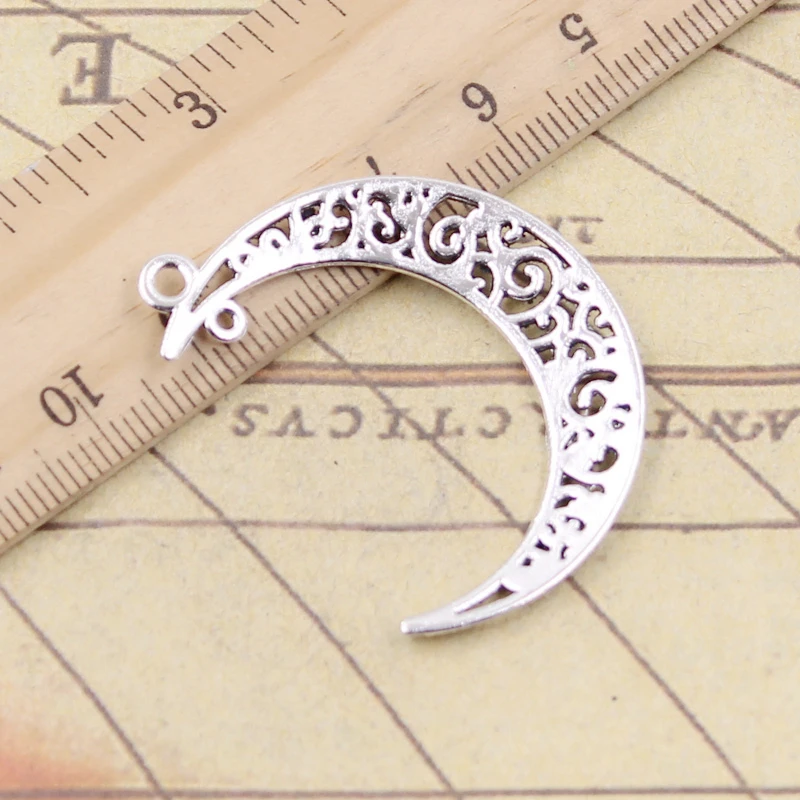 10pcs Charms Hollow Moon Link 40x30mm Tibetan Bronze Silver Color Pendants Antique Jewelry Making DIY Handmade Craft Pendant