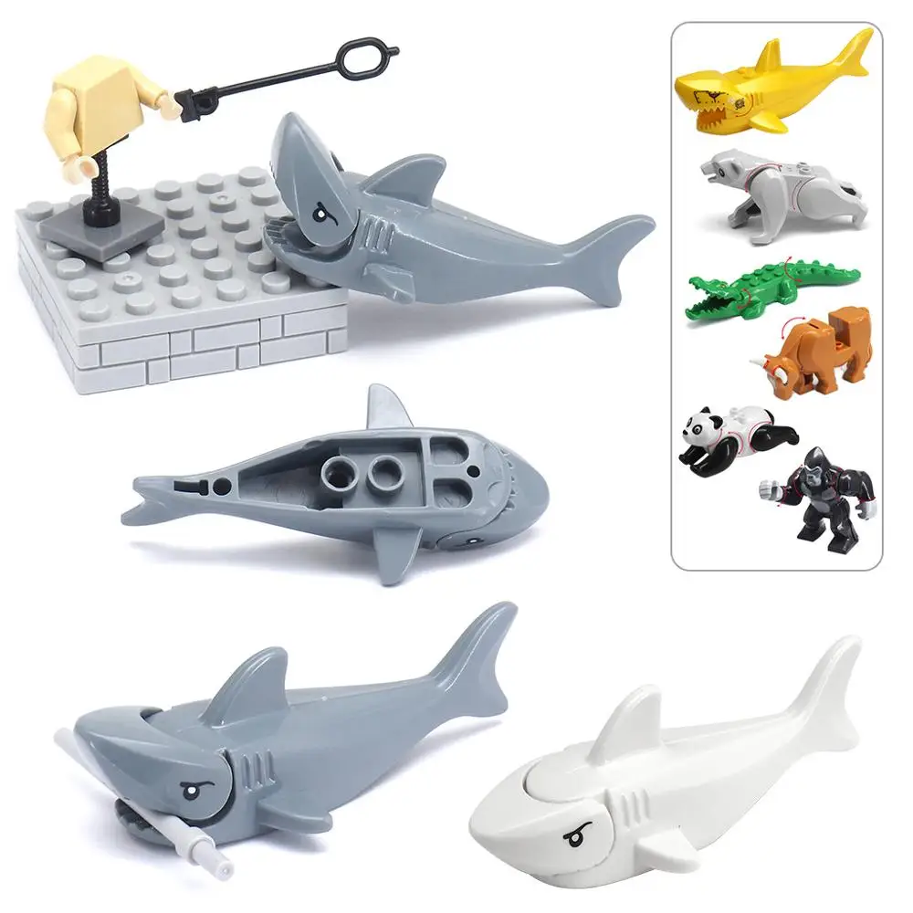 Deep Sea Building Block Mini Shark Assembly Replacement Parts For Moc Animal World Figures Friend Model Child Christmas Gift Toy