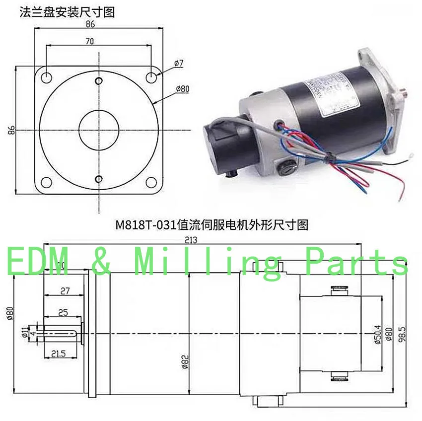 CNC Wire EDM Part SANYO Servo Motor M818T-031 T818T-036 DC 48V 5.3A 41A