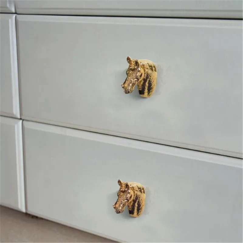 Zinc Alloy Cabinet Knobs Door Pull Handles Horse Head Deer Cupboard Drawer Wardrobe Furniture Handle Kids Kitchen Home Decor