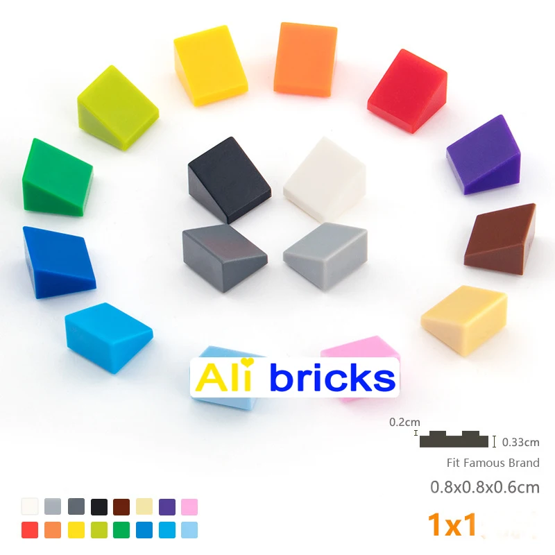 

400pcs Rainbow Colorful Bricks Sloped 54200 Slope 30° 1 x 1 x 2/3 Enlighten Building Blocks Bricks Parts Kids Assembles Particle