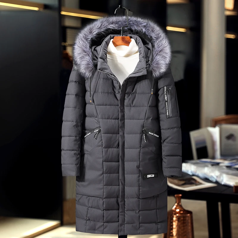 Gorro de invierno desmontable para hombre, chaqueta gruesa y cálida con bolsillo interior, Parkas sencillas de estilo largo, abrigo práctico con dobladillo, talla grande 4XL-10XL