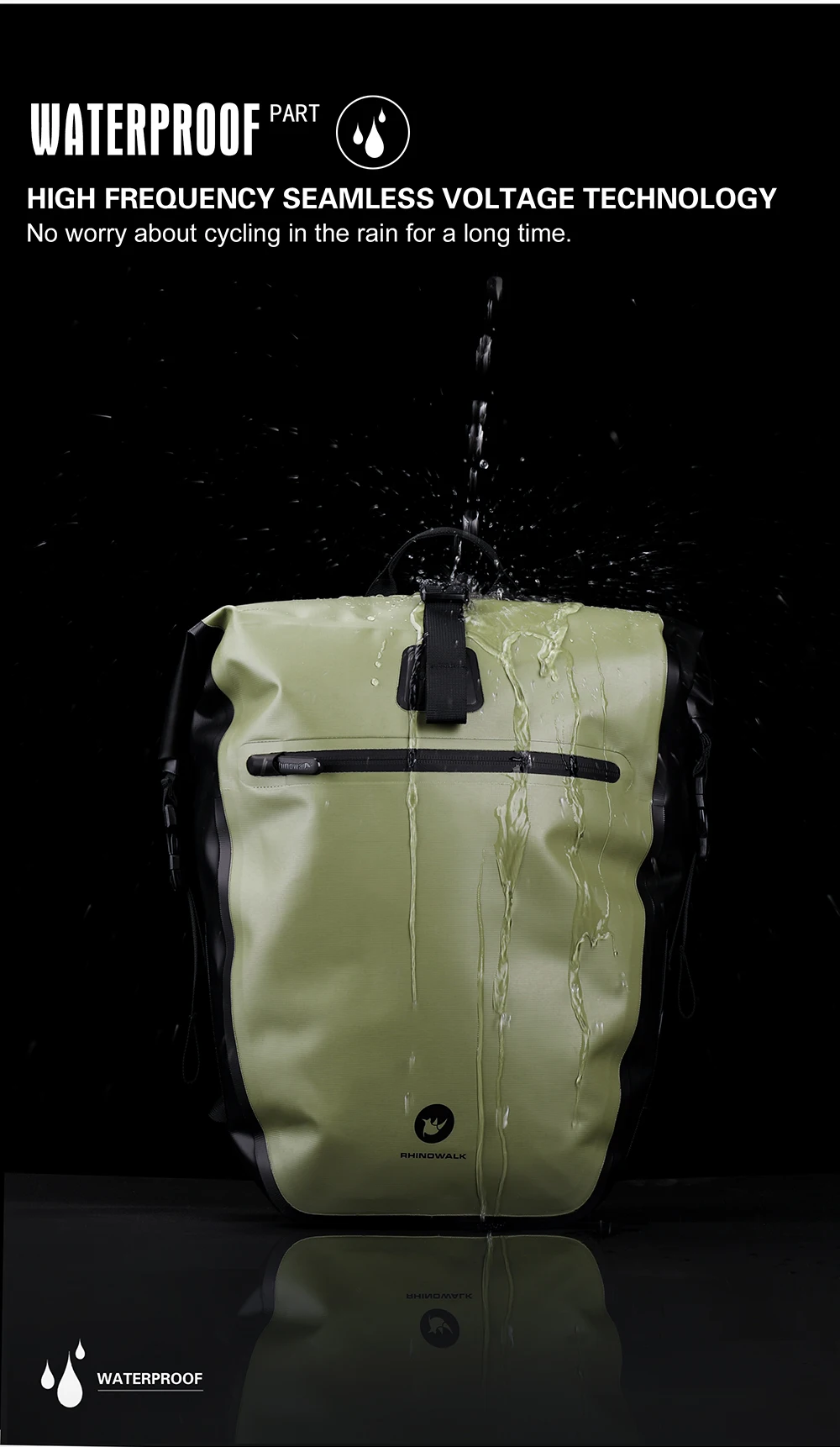 Rhino walk Bike Packt asche wasserdicht 27l Fahrrad Side Pack multifunktion ale Rücksitz Radfahren Travelling Storage Bikepacking – Detail 6