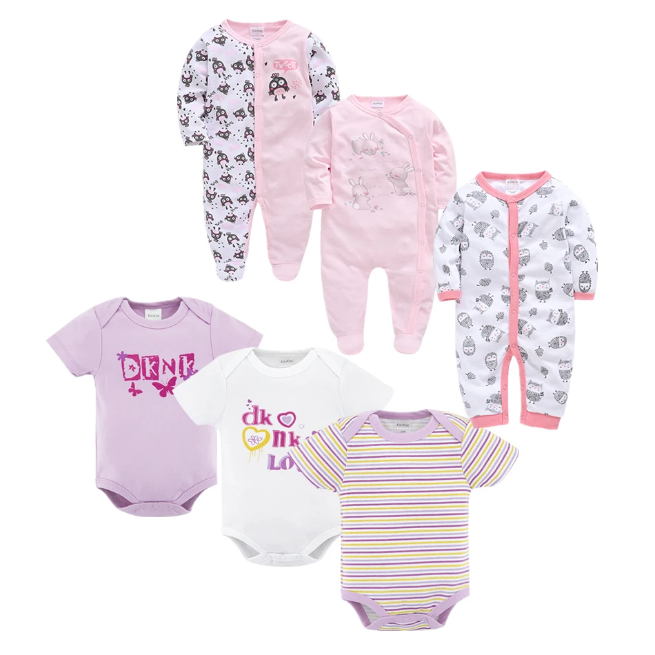 

6 шт./лот, боди для новорожденных, комплект одежды с короткими рукавами для малышей, комбинезон с круглым вырезом для малышей 0-12 месяцев, 100% хлопок, одежда для малышей, комплекты для младенцев