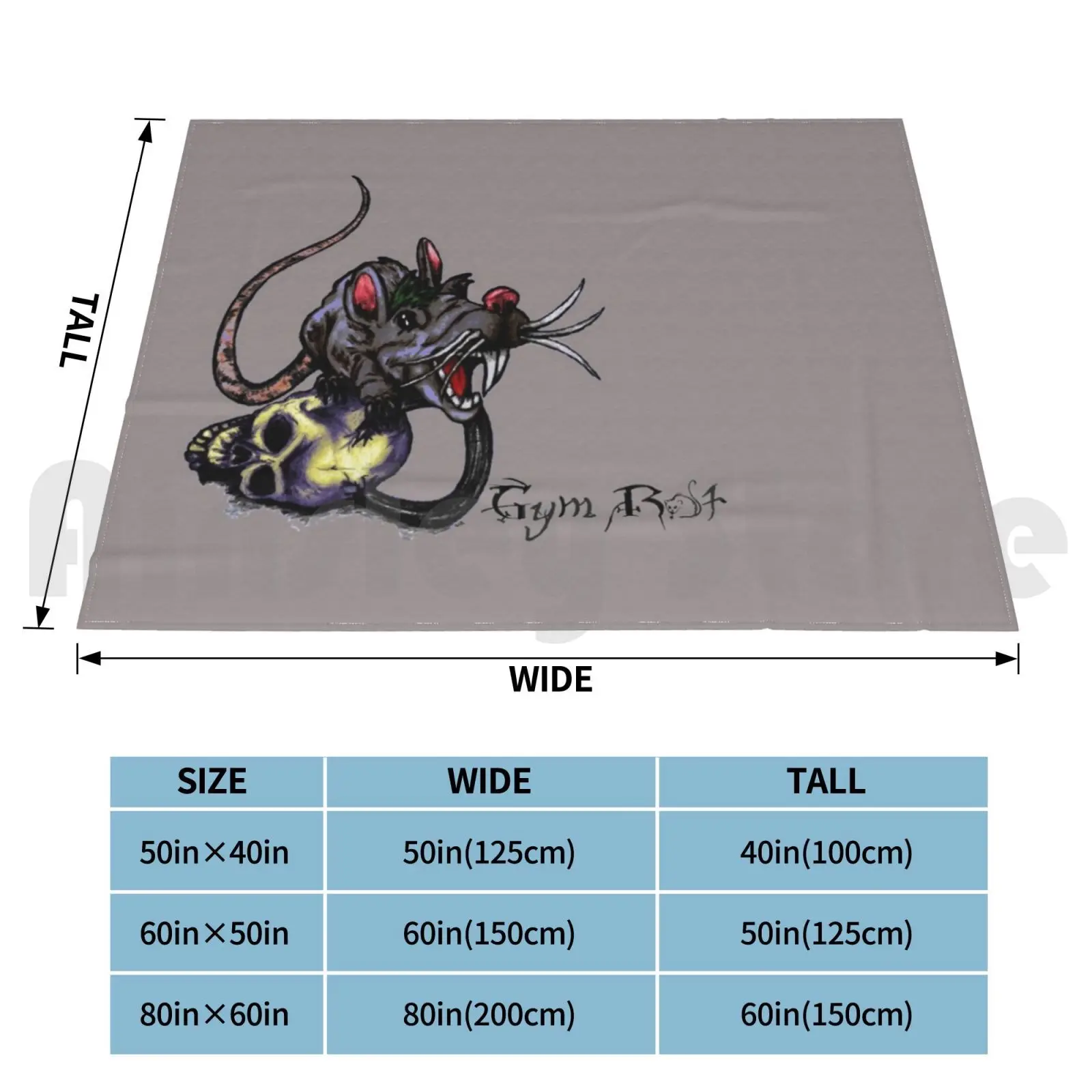 Gym Rat With Kettlebell Skull Blanket For Sofa Bed Travel Barbell Gym Rat Gym Workout Powerlifter Strongman