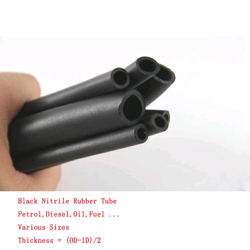 

1Meter Black Nitrile Rubber Fuel Tube Petrol Diesel Oil NBR Line Hose Pipe 3-25mm Soft Tubing Oil,Wear,Acid and Alkali Resistant