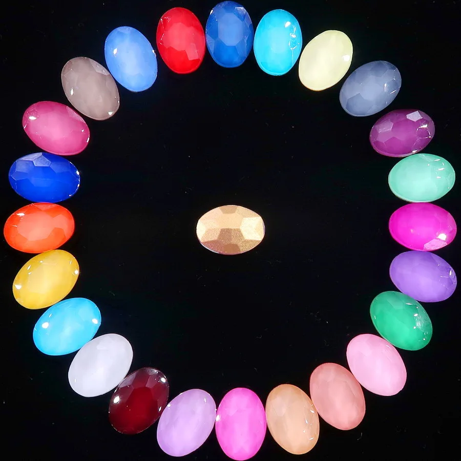 Glaskristall 10*14 13*18mm Jelly Candy AB & Regenbogenfarben Ovale Form Klebeaufkleber Strass-Perlen Applikation Handwerk DIY Verzierung – Detail 2