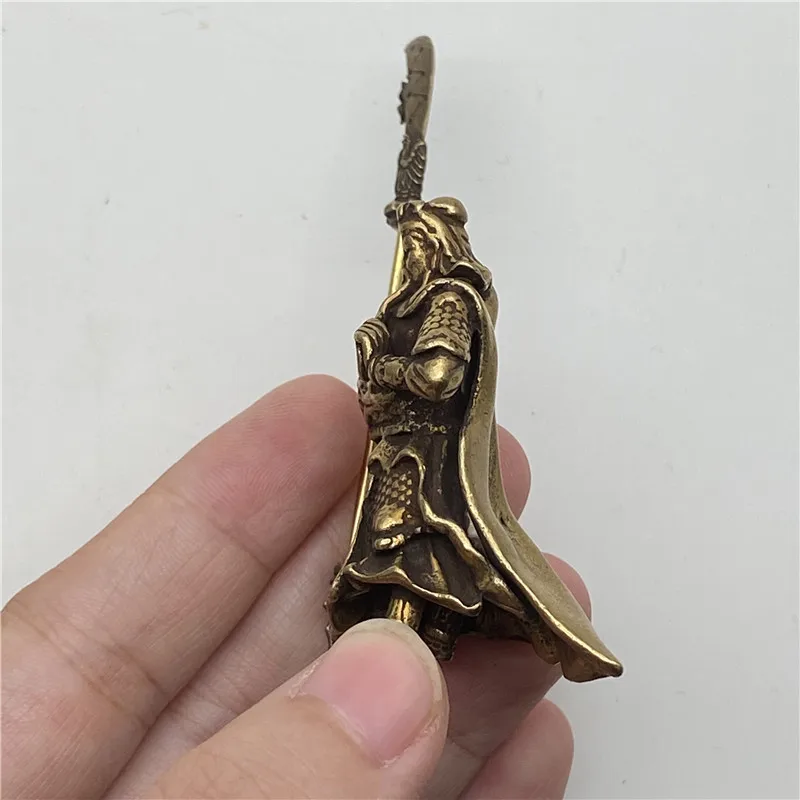 Copper Chinese Feng Shui Guan Gong Statue God of War Antique Sculpture Home Decoration Feng Shui Ornament Desk Decor Craft