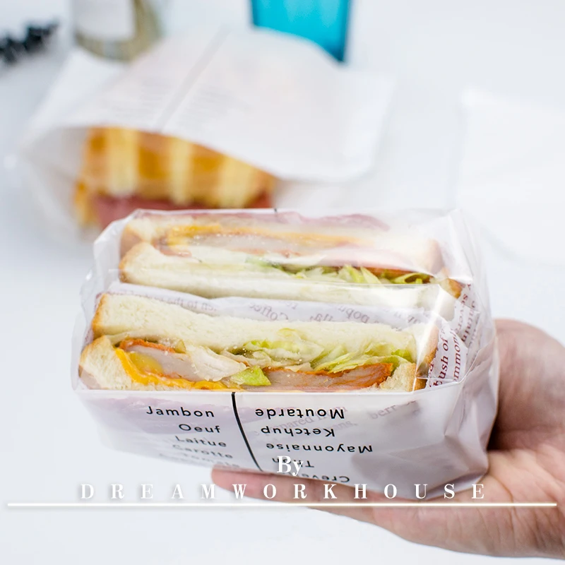 Bread Bag with English Newspaper Design, Cake Toast, Disposable Doggy Packing, Hamburger Takeaway Packaging, Wrapping Bag