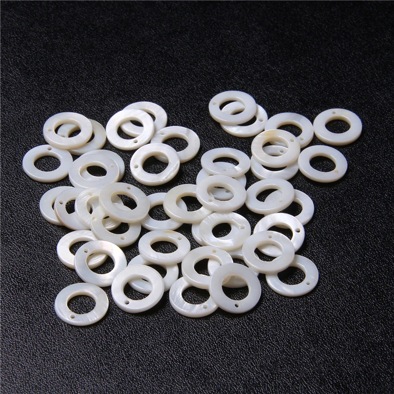 10/15/20mm White Shell Donuts Beads Mother of Pearl Spacers Beads Circle Ring Shape Shell Pendant for Jewelry Making DIY Craft