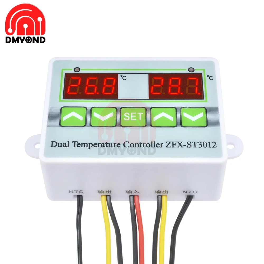 ST3012 Digital LED Dual Thermometer Temperature Controller Thermostat Incubator Control Microcomputer Dual NTC