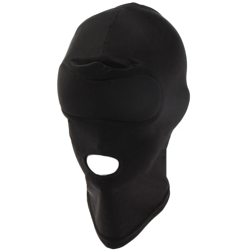 Adult Open Eye Mouth Headgear Mask Hood Blindfold Full Head Cover BDSM Sex Toys