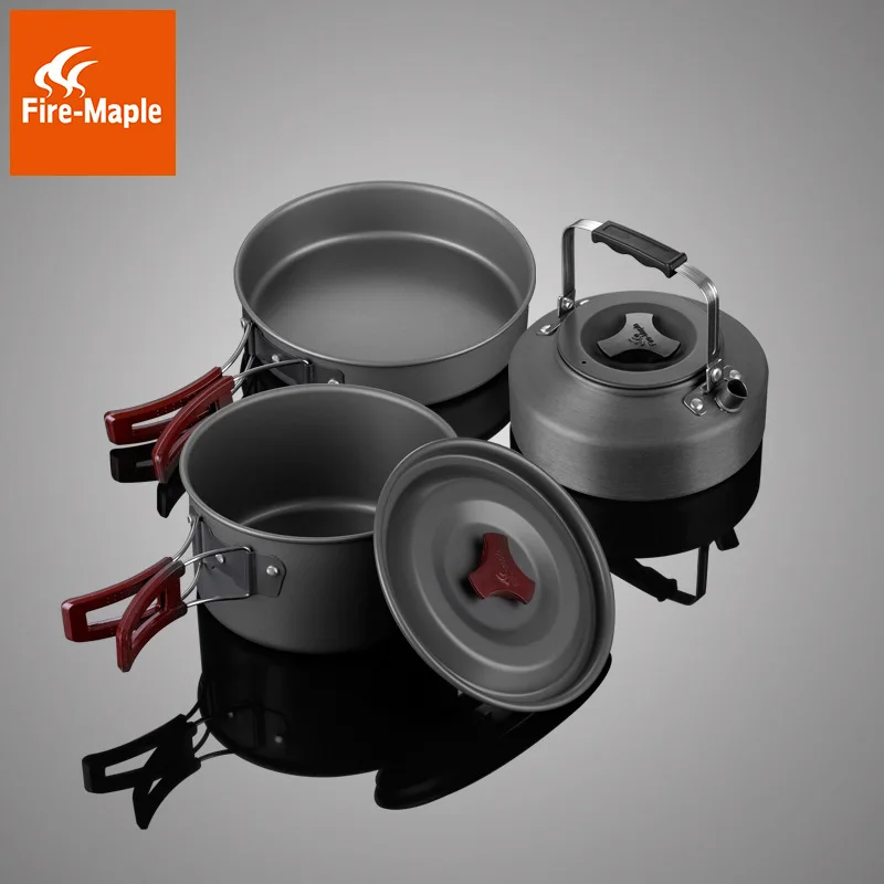 Outdoor Portable Wild Meal 2-3 People Pot Set Coying Utensils Pot Teapot Tableware Set Camping Supplies