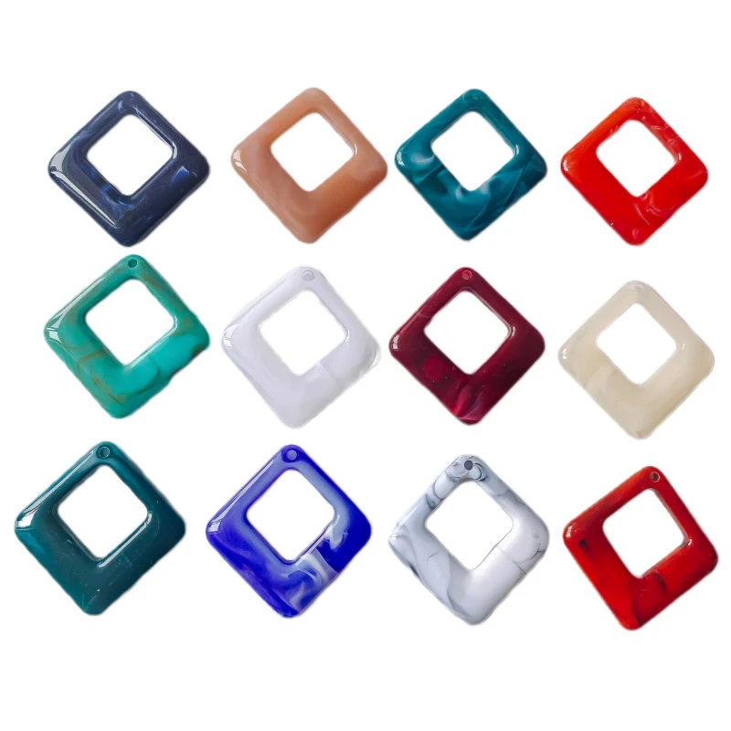 Acrylic Plastic Square Retro Pendant Earring Accessories Eardrop Necklace Charms Jewelry Finding Making Diy Material 10pcs