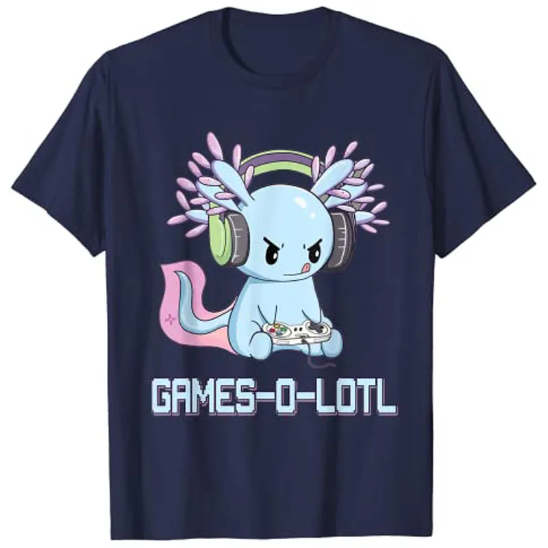 Gamesolotl Axolotl Video Gamer Kawaii Pastel Goth Anime T-Shirt Funny Graphic Tee Tops