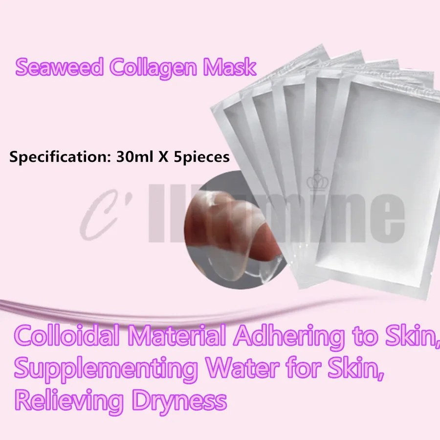 

5x UNLABELLED Seaweed Collagen Mask Sheet Replenishment Repair Moisturizing Cosmetics 5pieces