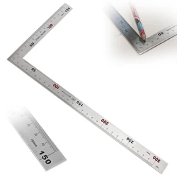 Square Ruler Right Angle 90 Degree Metal Stainless Steel Angle Ruler Woodworking Measuring Tool for Wood 250 x 500mm 150 x 300mm