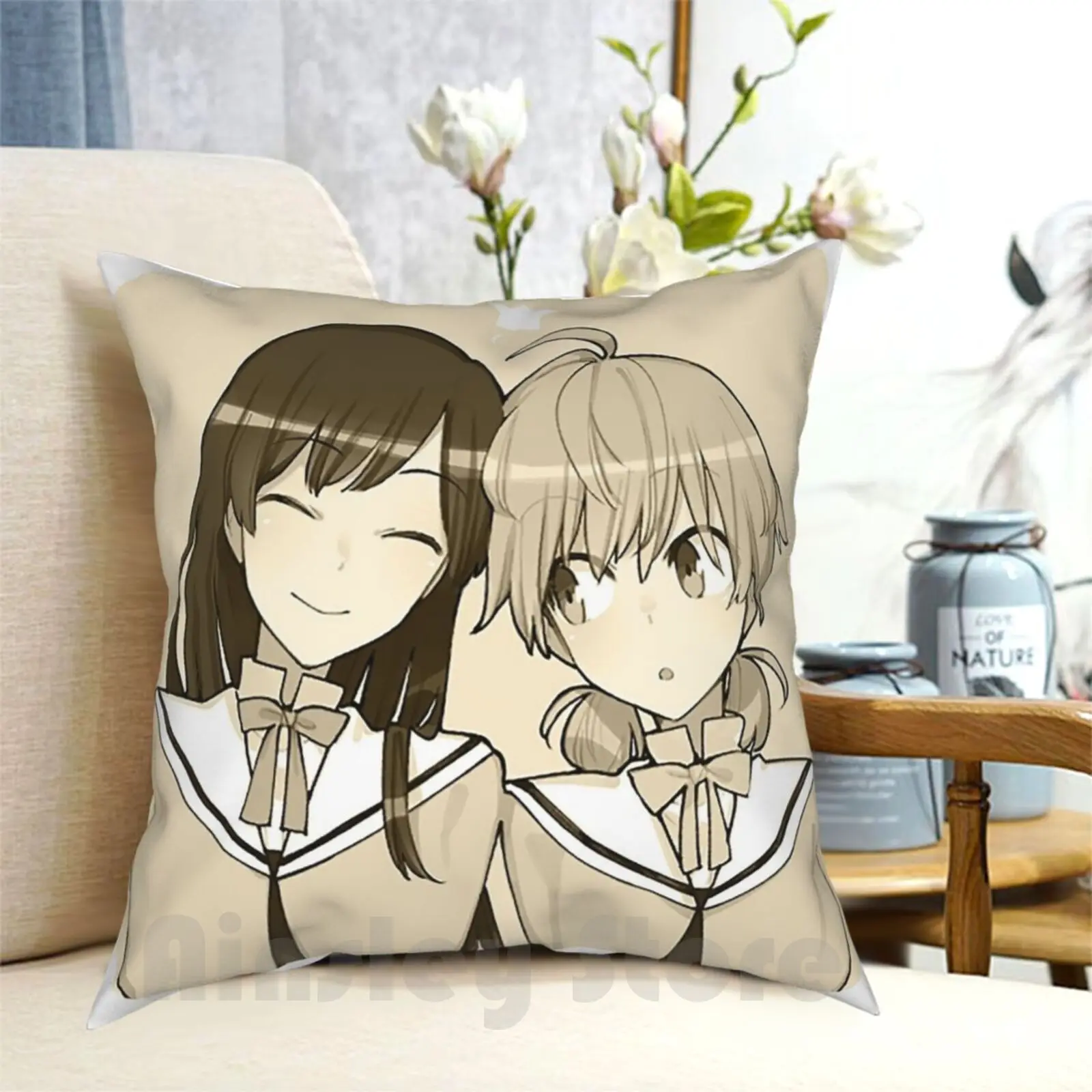 Yuu & Nanami-Bloom Into You Pillow Case Printed Home Soft DIY Pillow cover Anime Nakatani Nio Yuu Nanami Bloom Into You