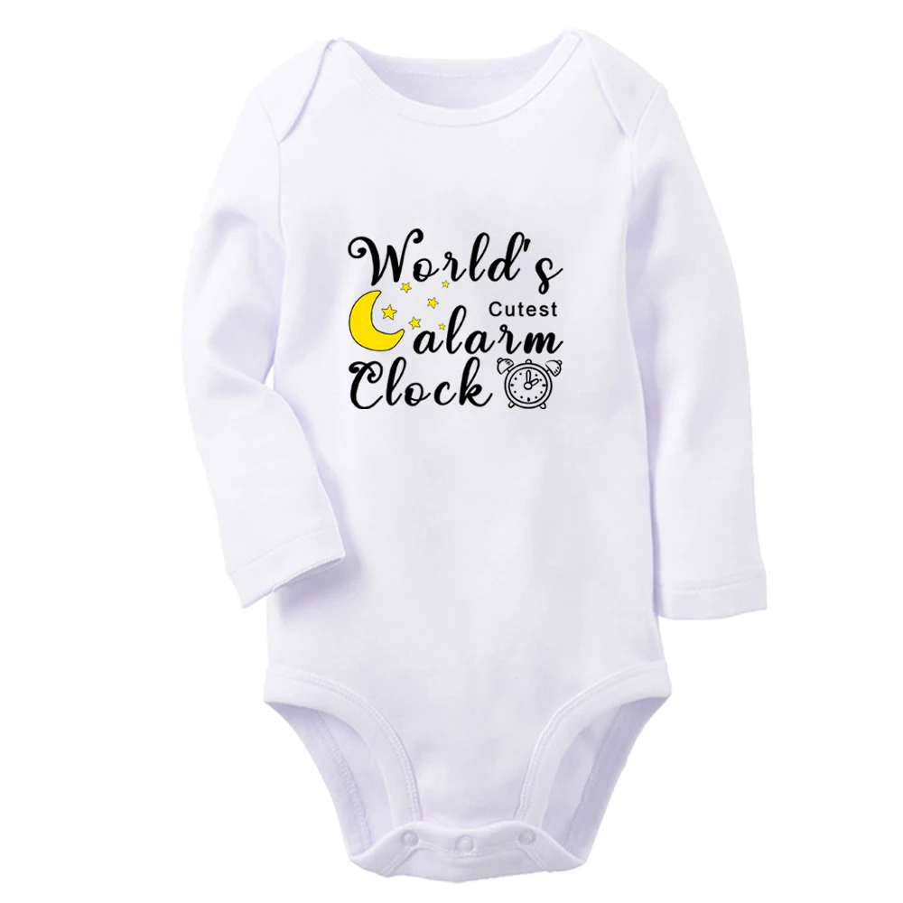 

World's Cutest Alarm Clock Fun Printed Baby Boys Rompers Cute Baby Girls Bodysuit Newborn Cotton Jumpsuit Long Sleeves Clothes