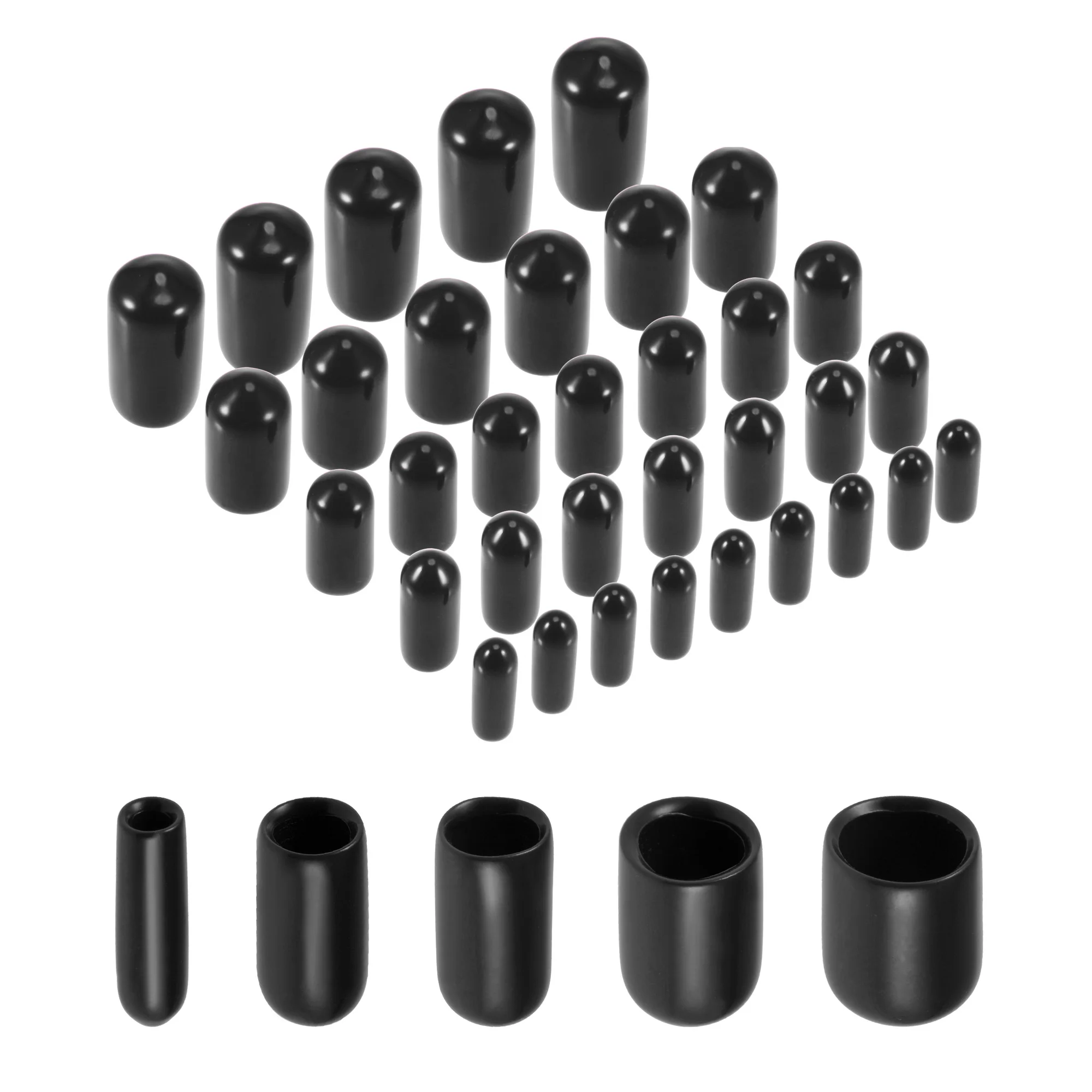 50Pcs Round Rubber End Caps 1/8