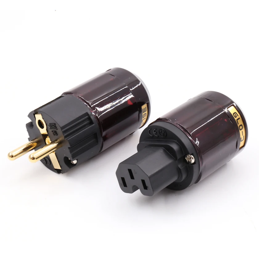 

P-079E(BG) Hi End Pair P-079E+C079 24k Gold-Plated EU Power Plug &IEC Female Connector AC Power Cord Plugs