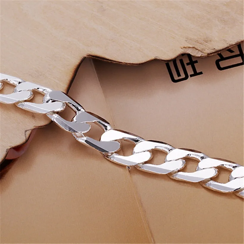 Classic , 6MM 8MM 10MM flat MEN bracelet silver color bracelets new high quality fashion jewelry Christmas gifts H262