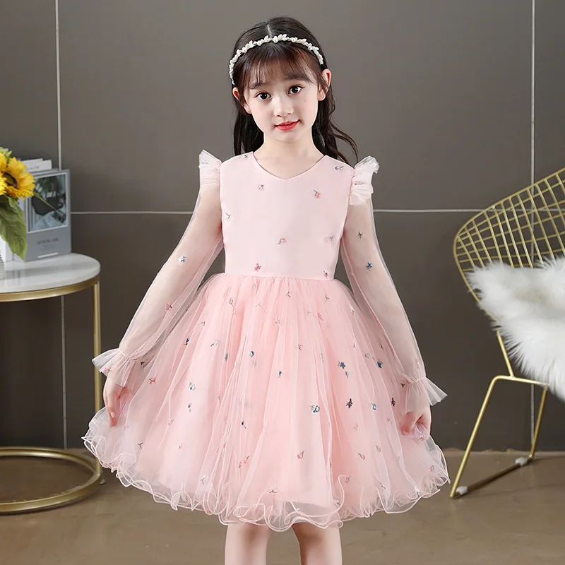 

Fashion Girl Autumn New Chinese Style Fluffy Clothes Sweet Lovely Princess Dresses Party Evening Performance Vestido Costume