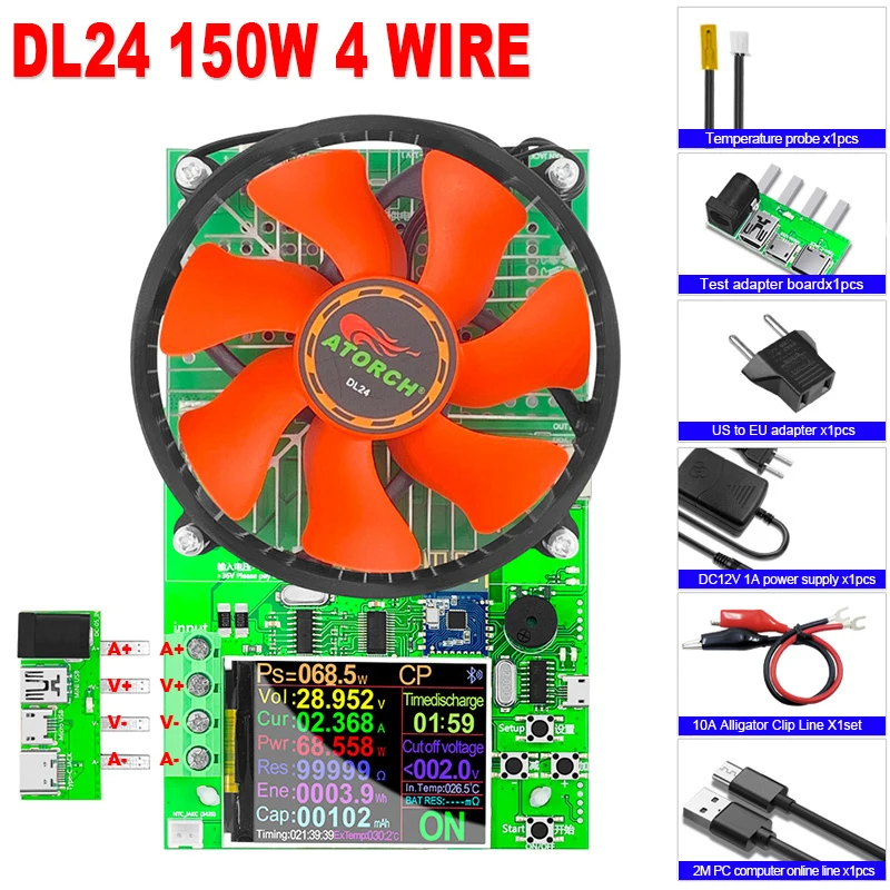 DL24/P Kleur 2.4 "DC USB tester elektronische belasting lithium batterij capaciteit monitor ontlading lading power meter supply checker APP