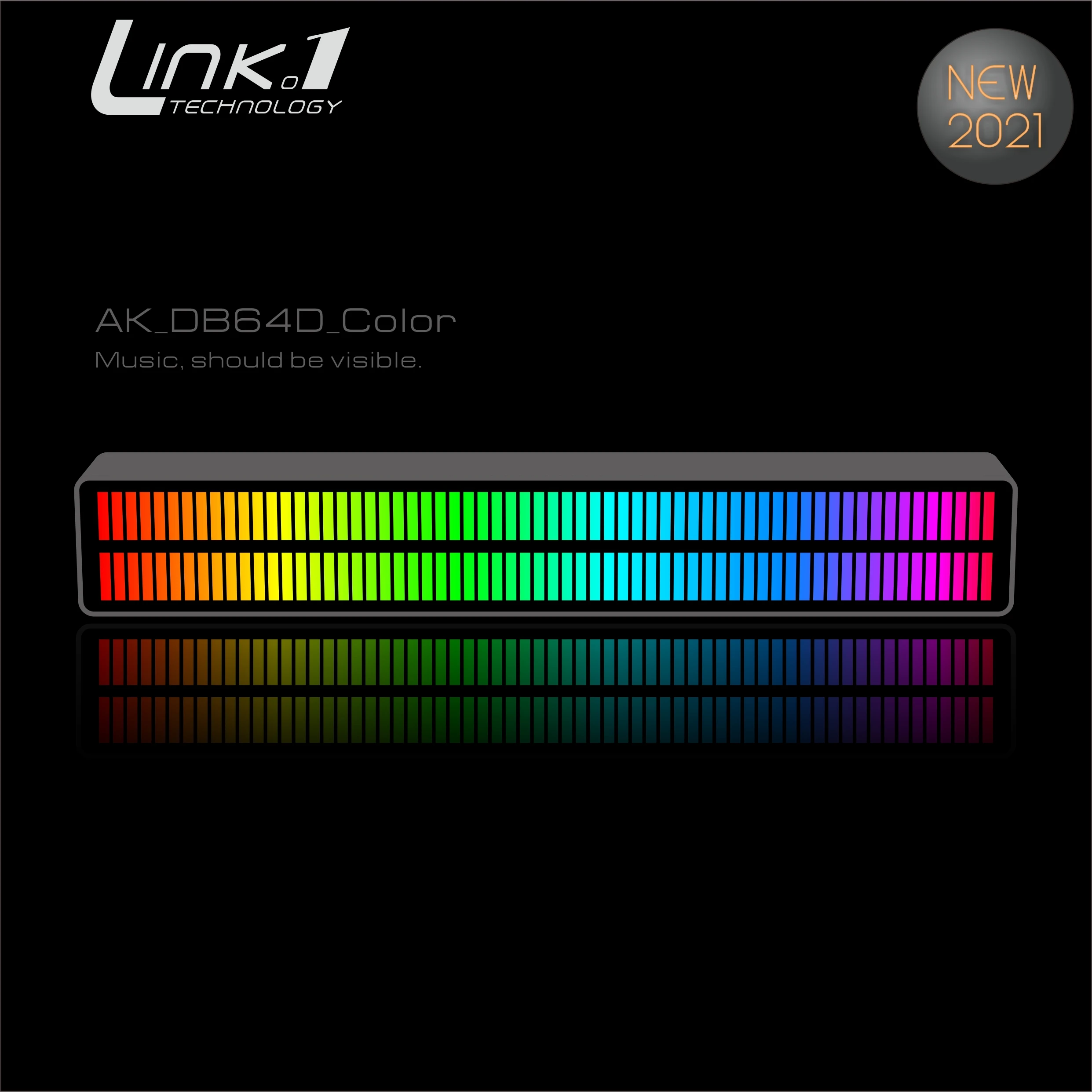 LINK1 Double row voice controlled music level light RGB VU Meter Amplificatori Speaker DC5V