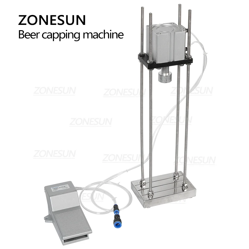 ZONESUN Pneumatic Semi-Automatic Beer Juice Soy Milk Drink Glass Bottle Cap Screwing Capping Machine
