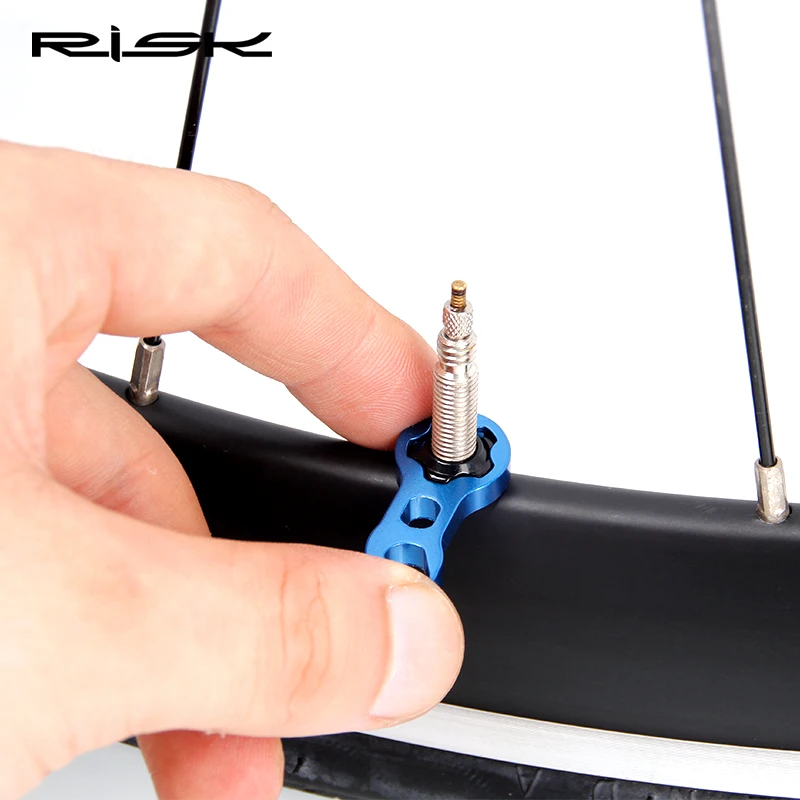 1 Set RISK Mountain Bike Presta Valve Nut with Install Wrench MTB Road Bicycle Tubeless Tire Valve Cap Vacuum Tire Nozzle Lock