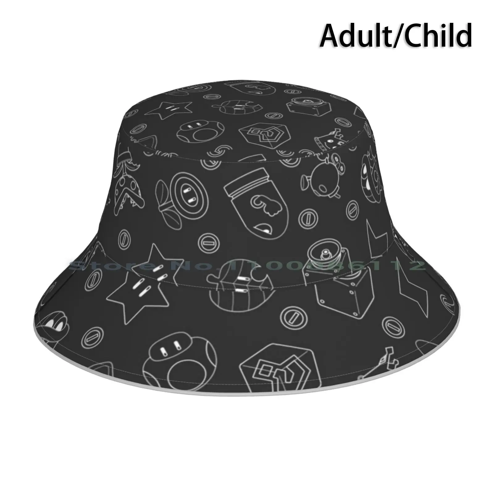 Et Blanc Bucket Hat Sun Cap Great Gaming Video Game Kids Geek Nerd Luigi Peach Super Switch Cube Funny Foldable Outdoor