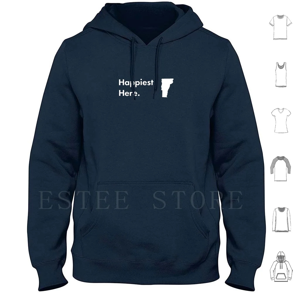 Vermont El más feliz aquí Simple State Sudaderas con capucha Manga larga Vermont Esquí California Mountain Ski Colorado México Nuevo