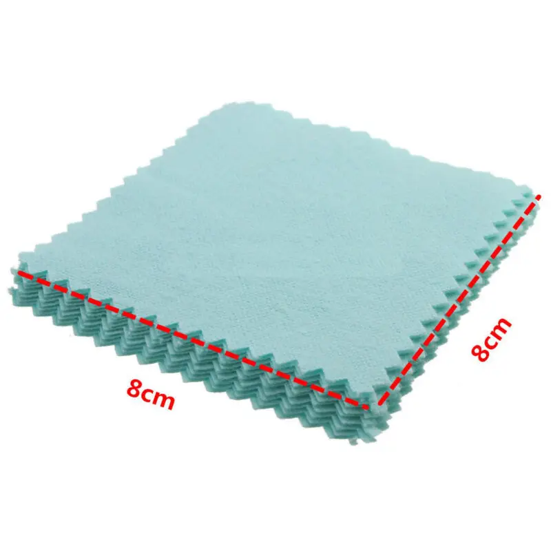 10pcs 8x8cm Silver Jewelry Polishing Cleaning Wiping Cloth Soft Clean Bags Individual Packing Microfiber Suede Fabric Material