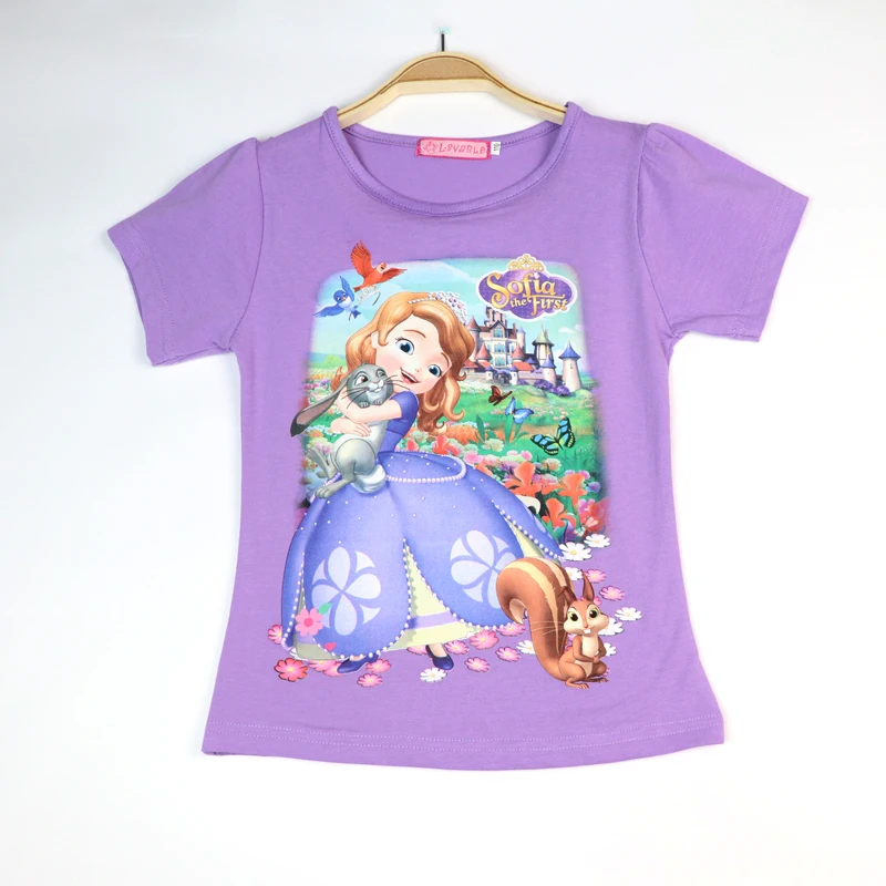 

Disney Summer Fashion Girls' T-shirts Children's Short-sleeved Baby Kids Cotton Tops Girls Anime Clothes Sofia 3-8 Years