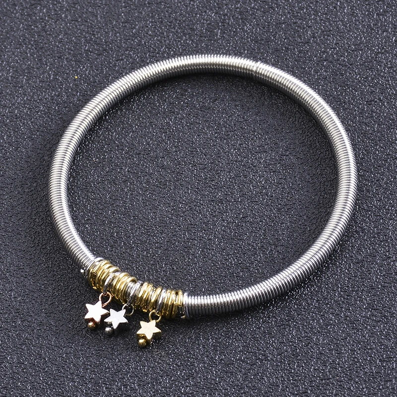 New Popular Jewelry Women's Gift Multicolor Five Pointed Star Accessories Screw Head Openable Elastic Telescopic Spring Bracelet