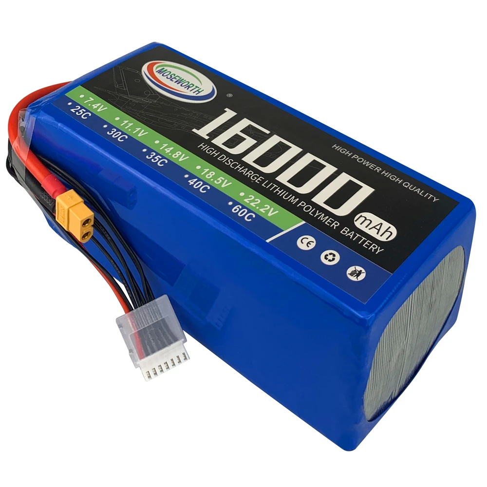 2S 3S 4S 5S 6S 16000mAh 25C Large Capacity High Power Model Aircraft Rechargeable Lithium Battery Pack