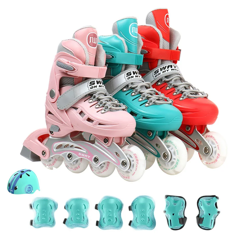 

Kids Skates Shoes Adjustable Beginner Girls Boy Inline Roller Skating Sneaker Blade ABEC-5 Aluminum Size Tail Brake 4 Wheel Gift