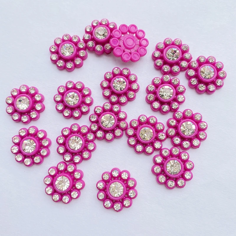 30Pcs Diy Mixed with shiny diamonds resin flower Flatback Cabochon Scrapbooking Fit Hair Clips Embellishments Beads D72