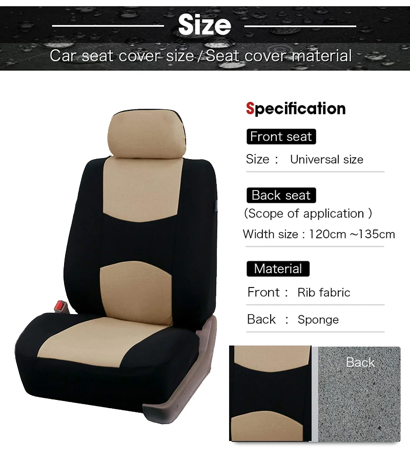 Seasons Car Seat Cover Airbag Compatible Ventilation Cloth Protect Seat Universal Beige Interior Accessories For 1/2/5/7 seats