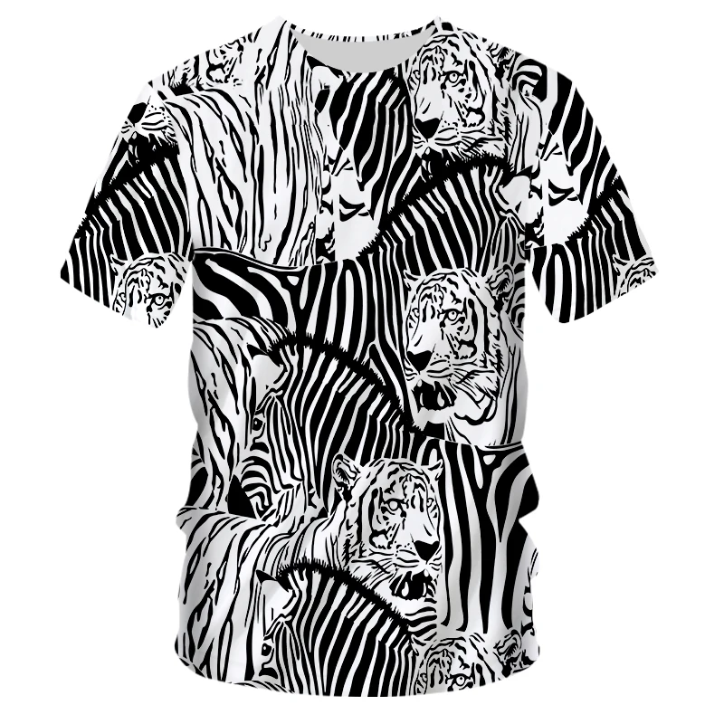 Fashion Summer Tshirt Men 2020 3D Tiger Zebra Animal Printing Men's T-Shirt Breathable Streetwear Splicing Printing T Shirt Men