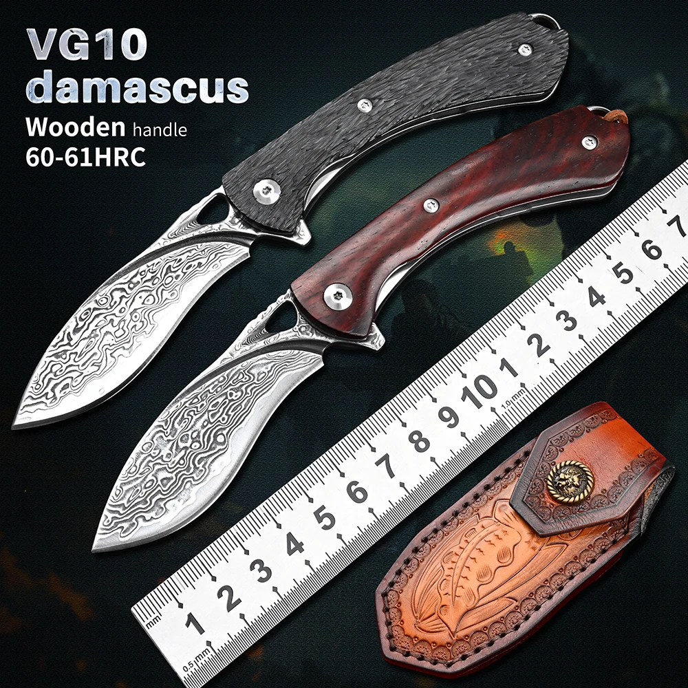 

Jackknife VG10 Damascus Folding Knife Tactical Survival Knives Hunting Camping EDC Self-Defense Outdoor Pocket Knifes