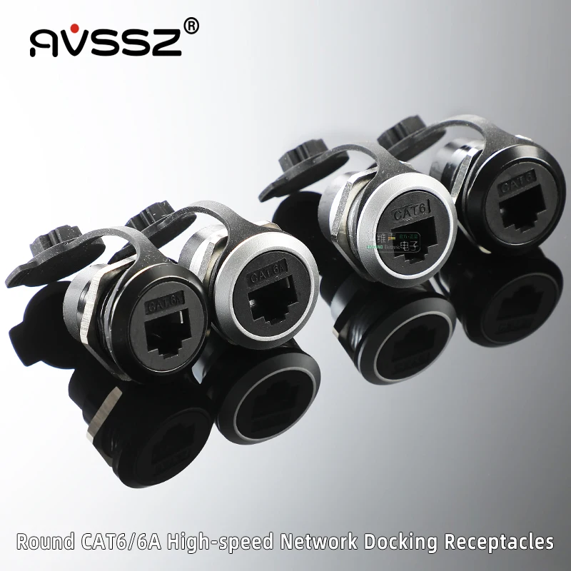 AVSSZ RJ45 Network Connetor CAT5E CAT6 CAT6A Gigabit 10GE Round D Type Crimping Docking Base CAT3 RJ11 4 Poles Telephone Socket