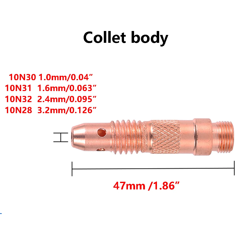 Imagem -03 - Arc Welding Machine Acessórios Tig Tungsten Collet Body Wp17 18 26 1.0 1.6 2.0 2.4 3.0 3.2 mm 10 20 Pcs