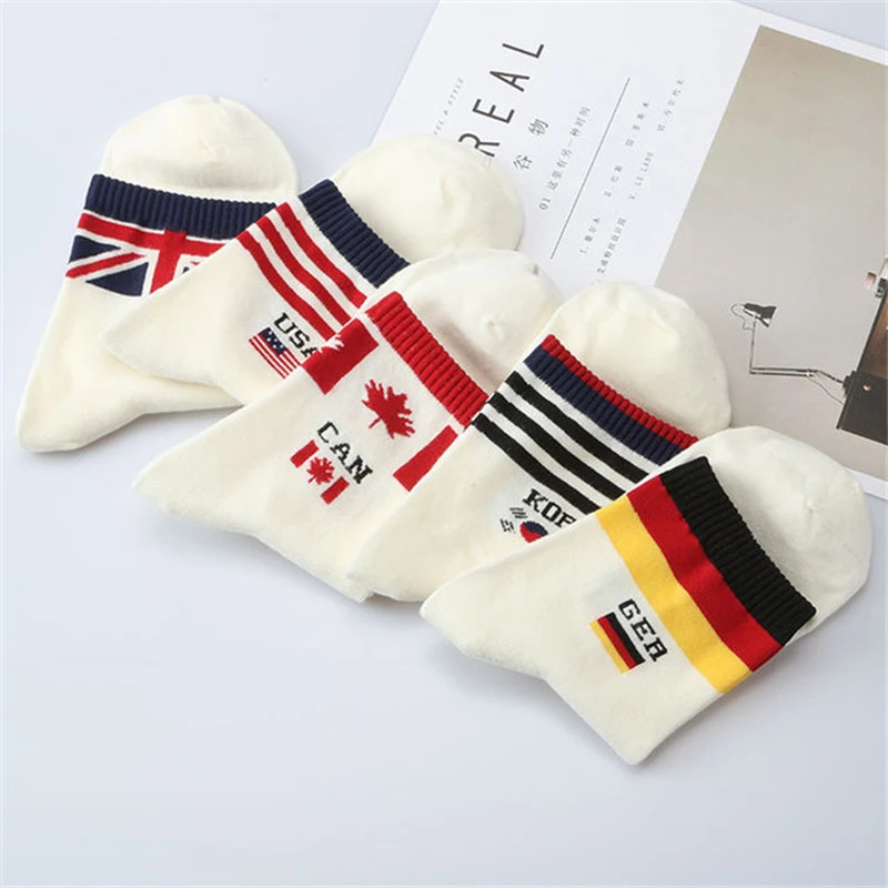 New Fashion Casual White Flag Men\'s Socks Brand Happy Creative Socks Cotton Socks calcetines hombre