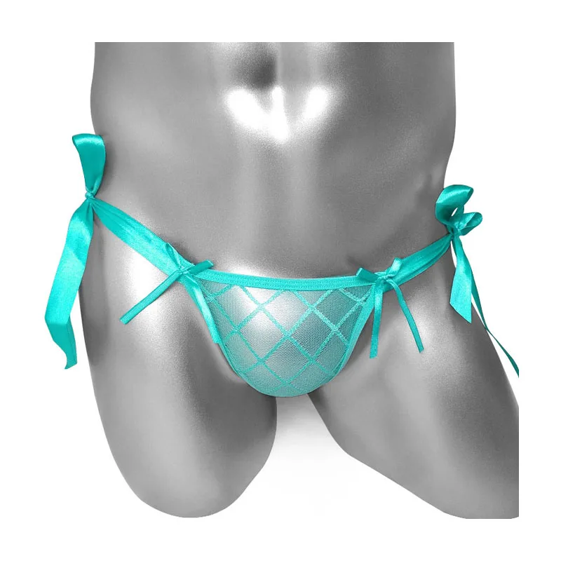 

Adjustable Men Thong Panties Mesh Breathable Sissy Plaid Sexy Wetlook See Through T Back G String Gay Male Underwear