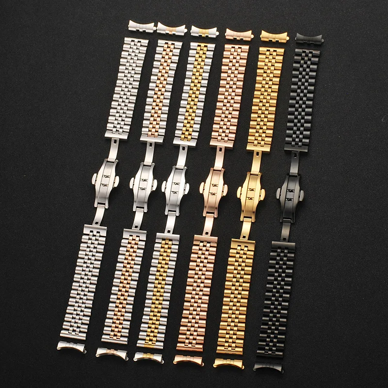 Solid Stainless Steel WatchBand 12mm 13mm 14mm 16mm 17mm 18mm 19mm 20mm 21mm 22mm Universal Strap Curved End Wristband Accessory