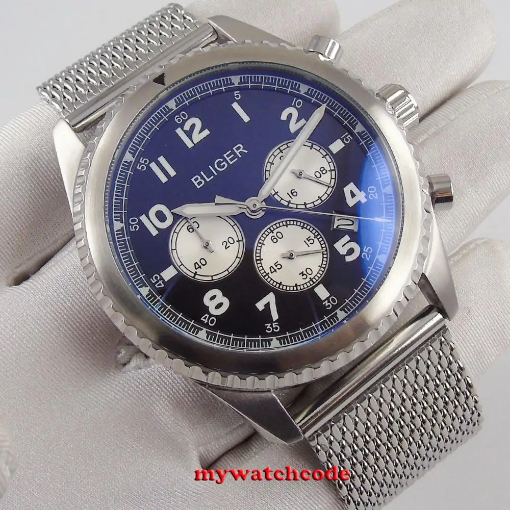 Nam Đồng Hồ 24 Giờ Đa Chức Năng Đồng Hồ Cao Cấp Hàng Đầu 45 Mm Bliger Full Chronograph Quartz Đồng Hồ Nam Đồng Hồ Relogio Masculino