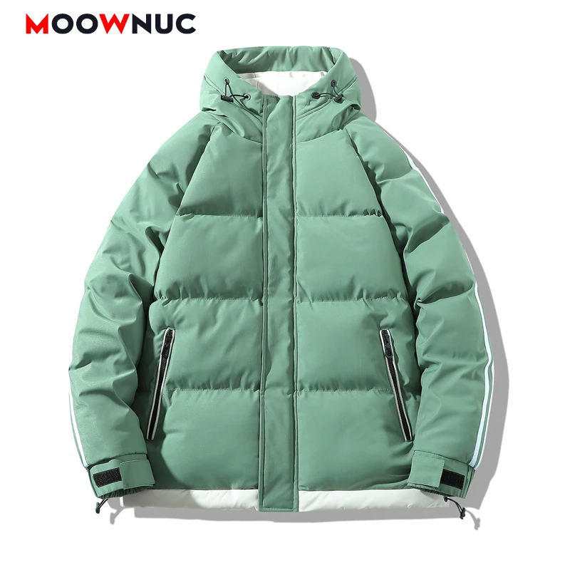 Male Jacket 2021 Winter Men's Fashion Parkas Thick Warm Coats Windbreaker Windproof Outwear Solid Overcoat Trench Slim MOOWNUC