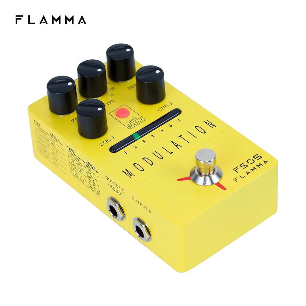 FLAMMA FS05 Modulation Pedal Stereo Digital Guitar Effects Pedal with 11 Modulation Effects and 7 Preset Slots True Bypass